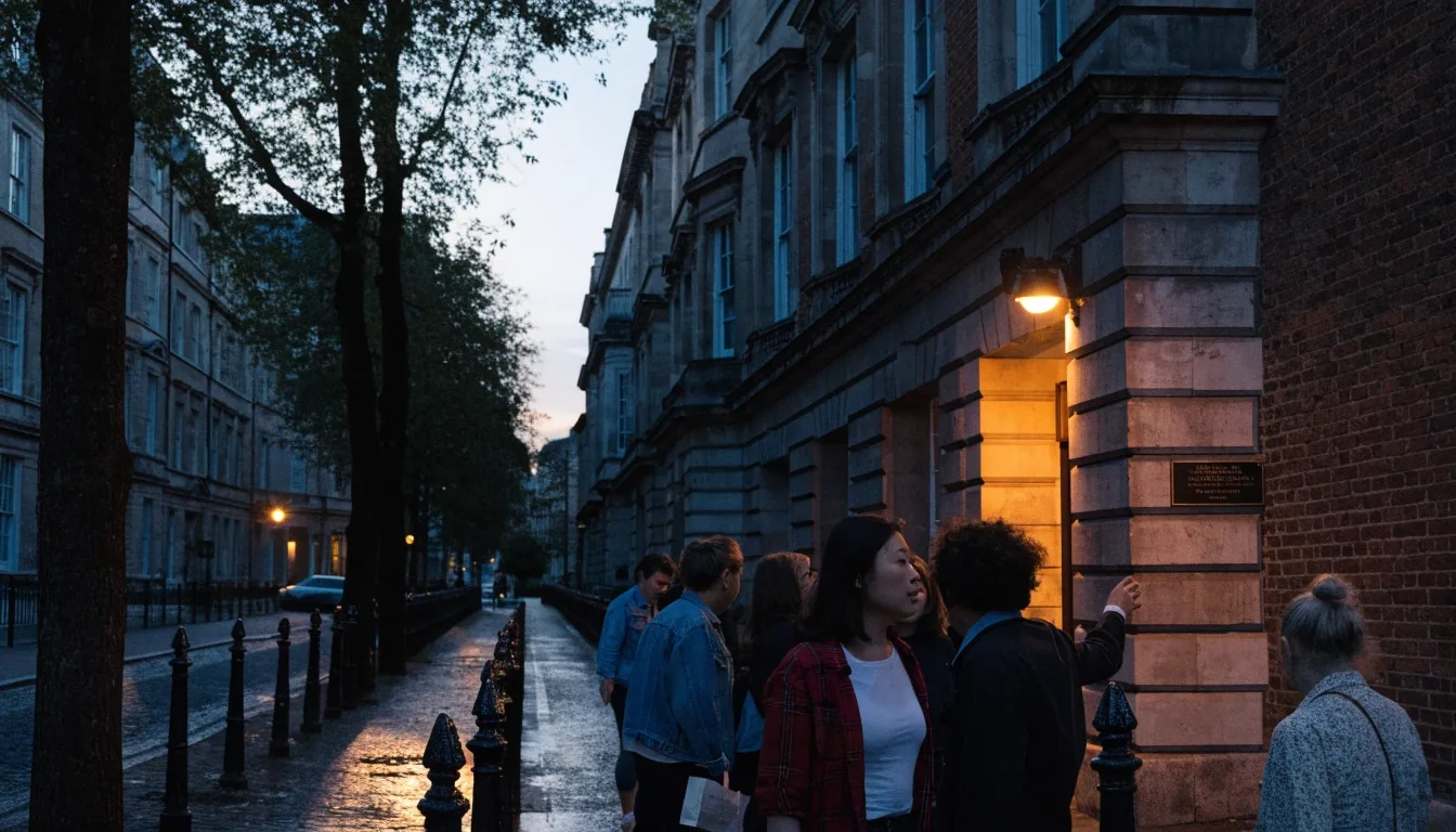 Bloomsbury garden square near the school in the early evening